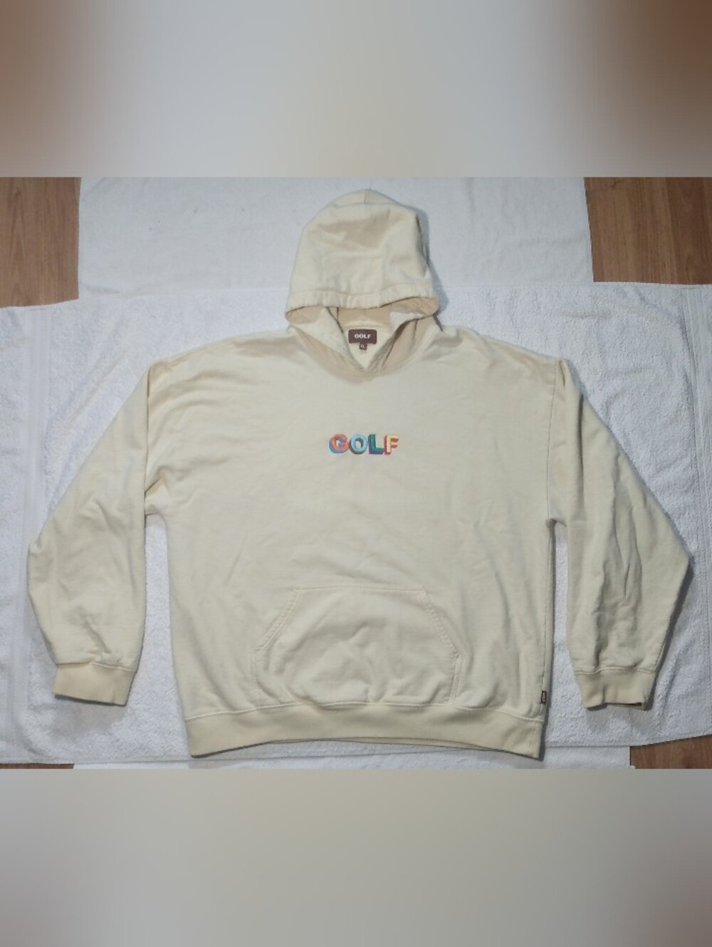 GOLF Tyler The Creator Hip Hop Heavyweight Cream Embroidery Hoodie - XL / XXL